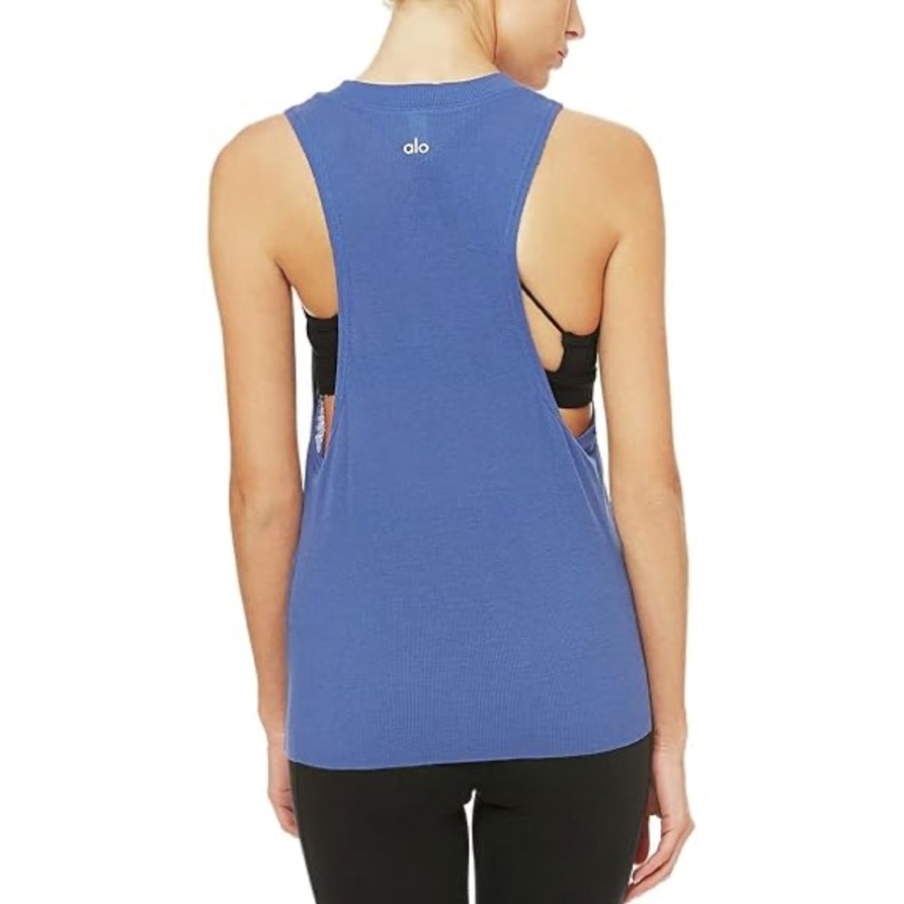 Alo Heat Wave Ribbed Cobalt Muscle Tank Top - Picture 7 of 7